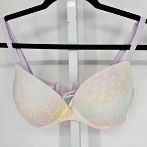 PINK Victorias Secret Sz 36C Wear Everywhere Super Push Up Bra Pastel Floral